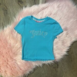 Juicy Couture x F21 Blue Cropped T-Shirt